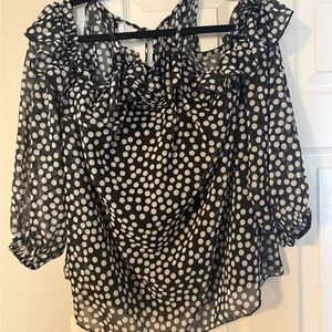 Boohoo Black and White Polka Dot Blouse